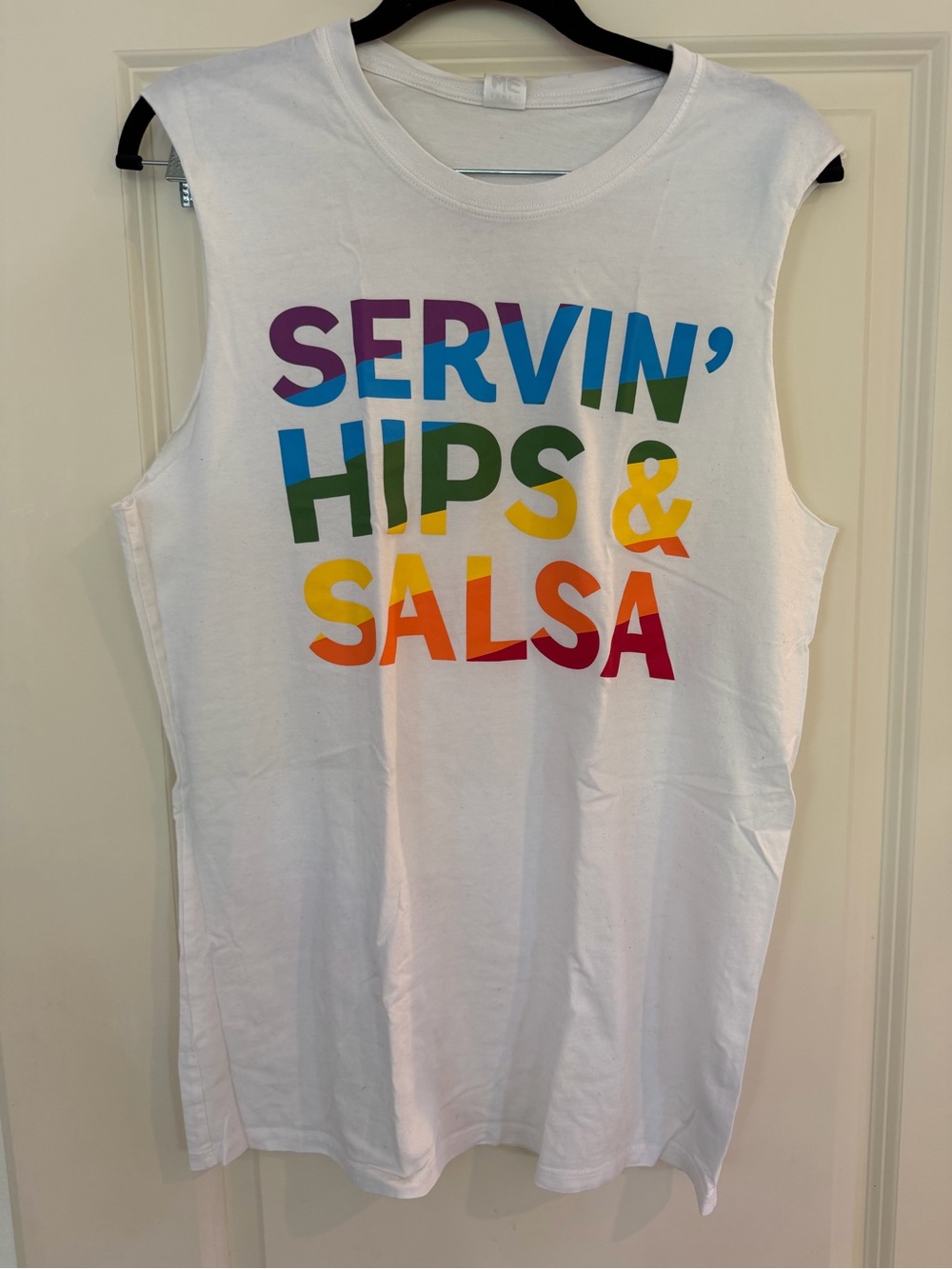 Zumba Fitness White Muscle Tee with Rainbow Lettering